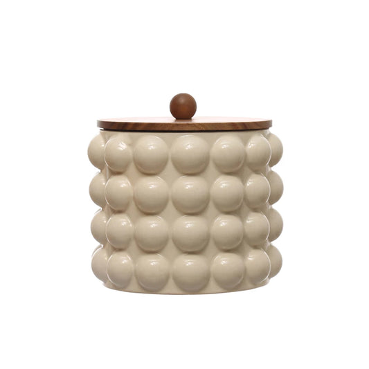 Wide Cream Canister with Dots