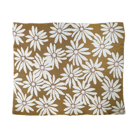 Embroidered Flower Knit Blanket