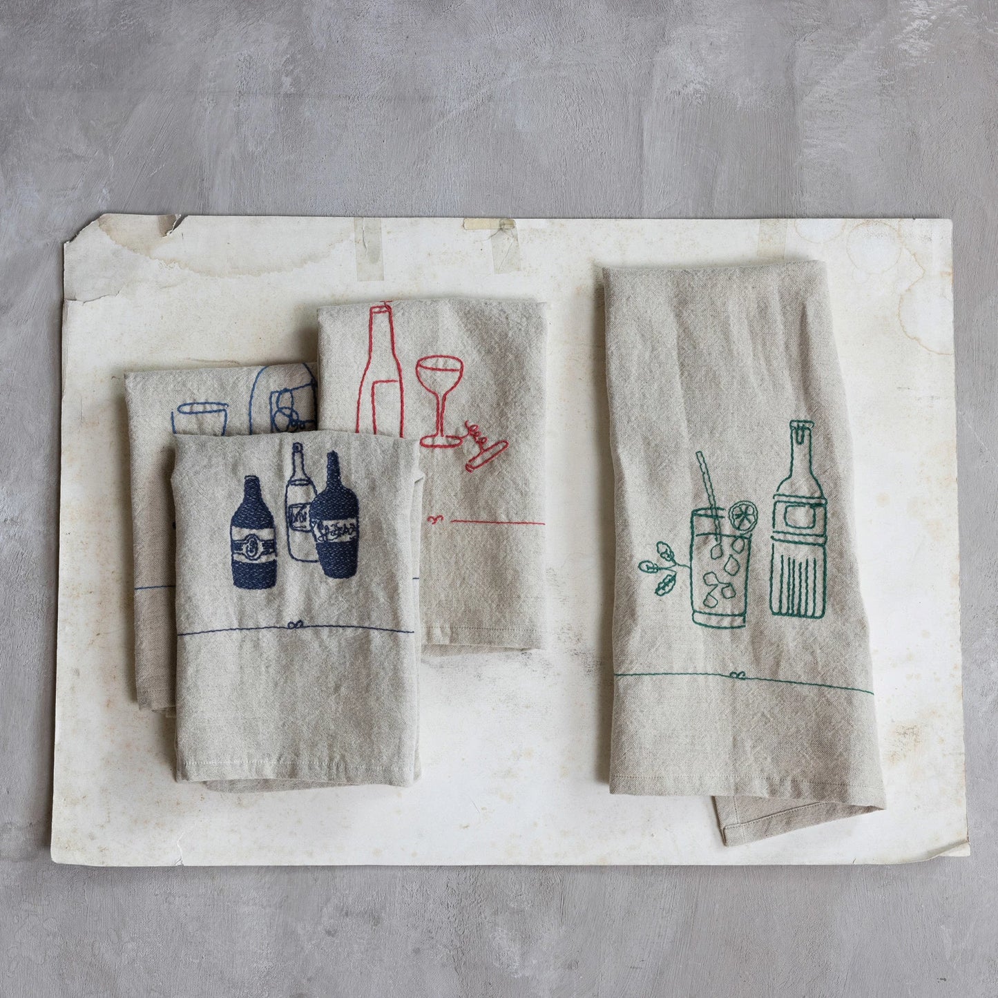 Embroidered Sketch Tea Towel