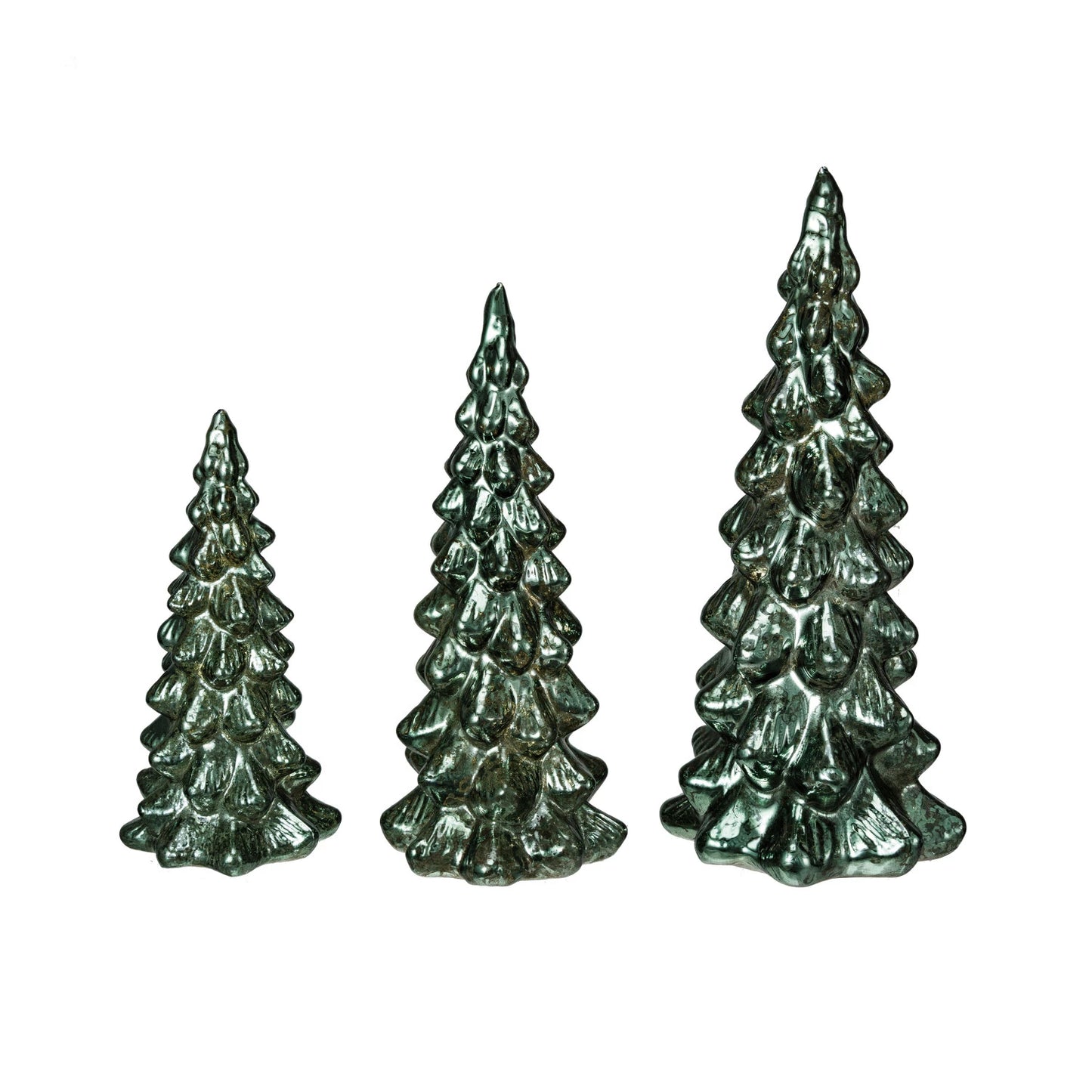 Mercury Glass LED Green Trees