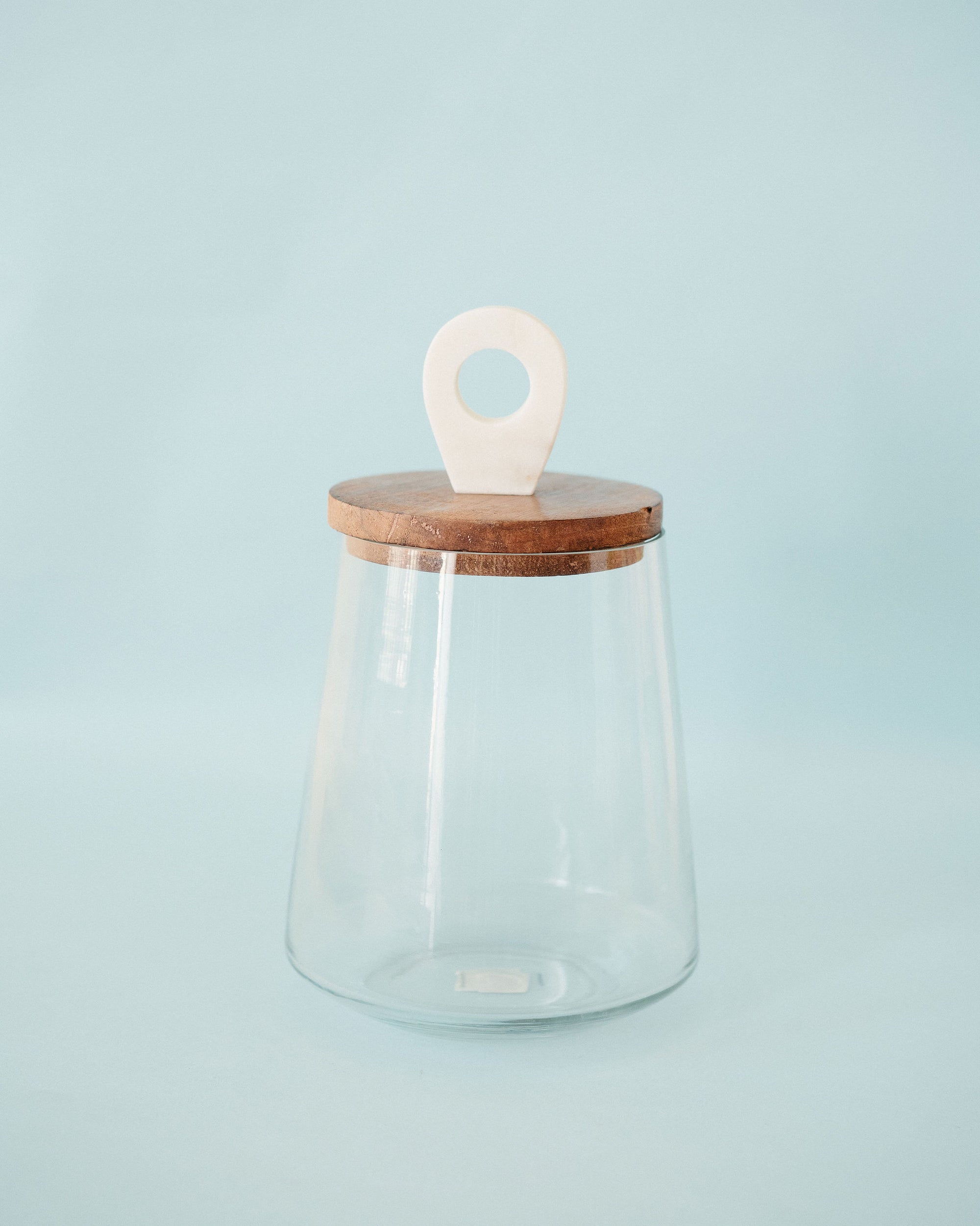 11.25" Glass Jar with wood lid and handle