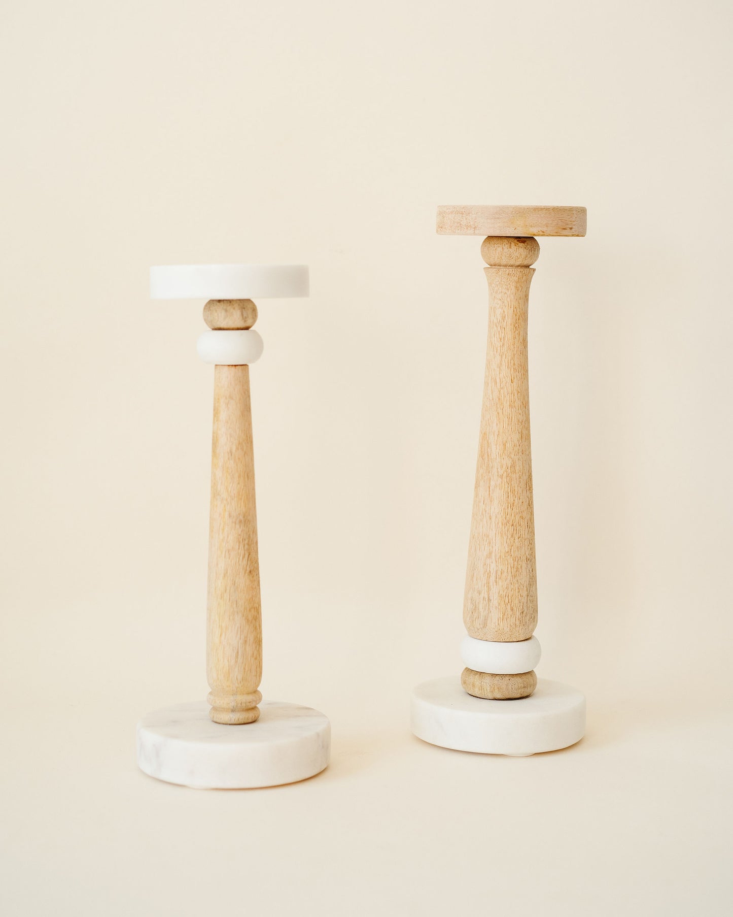 Marble and Wood Candlesticks