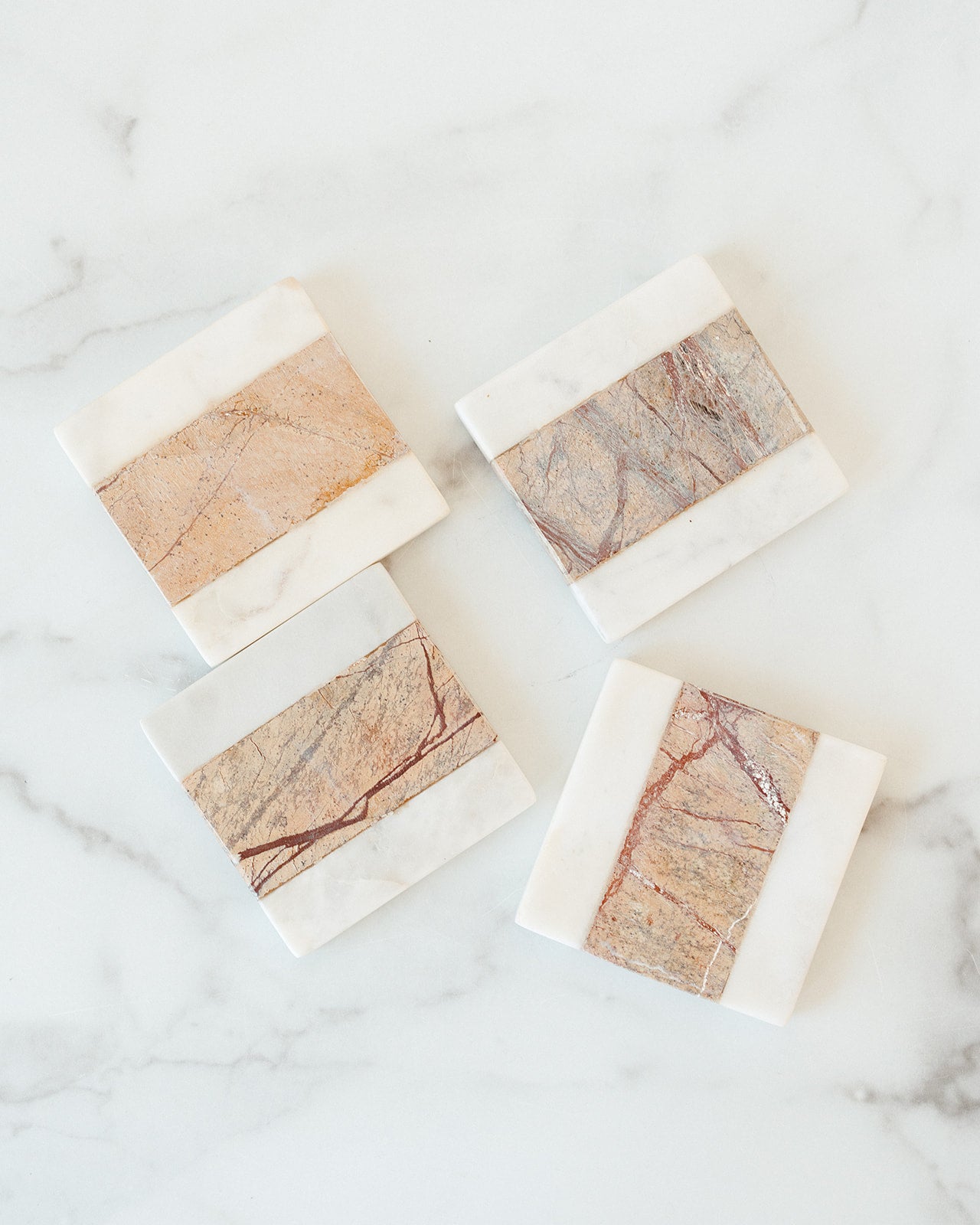 White & Natural Marble Coasters