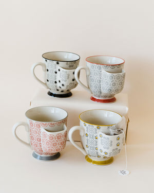Stoneware Hand painted Mug w/ Tea Slot