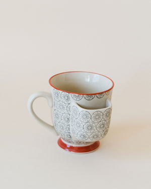 Stoneware Hand painted Mug w/ Tea Slot