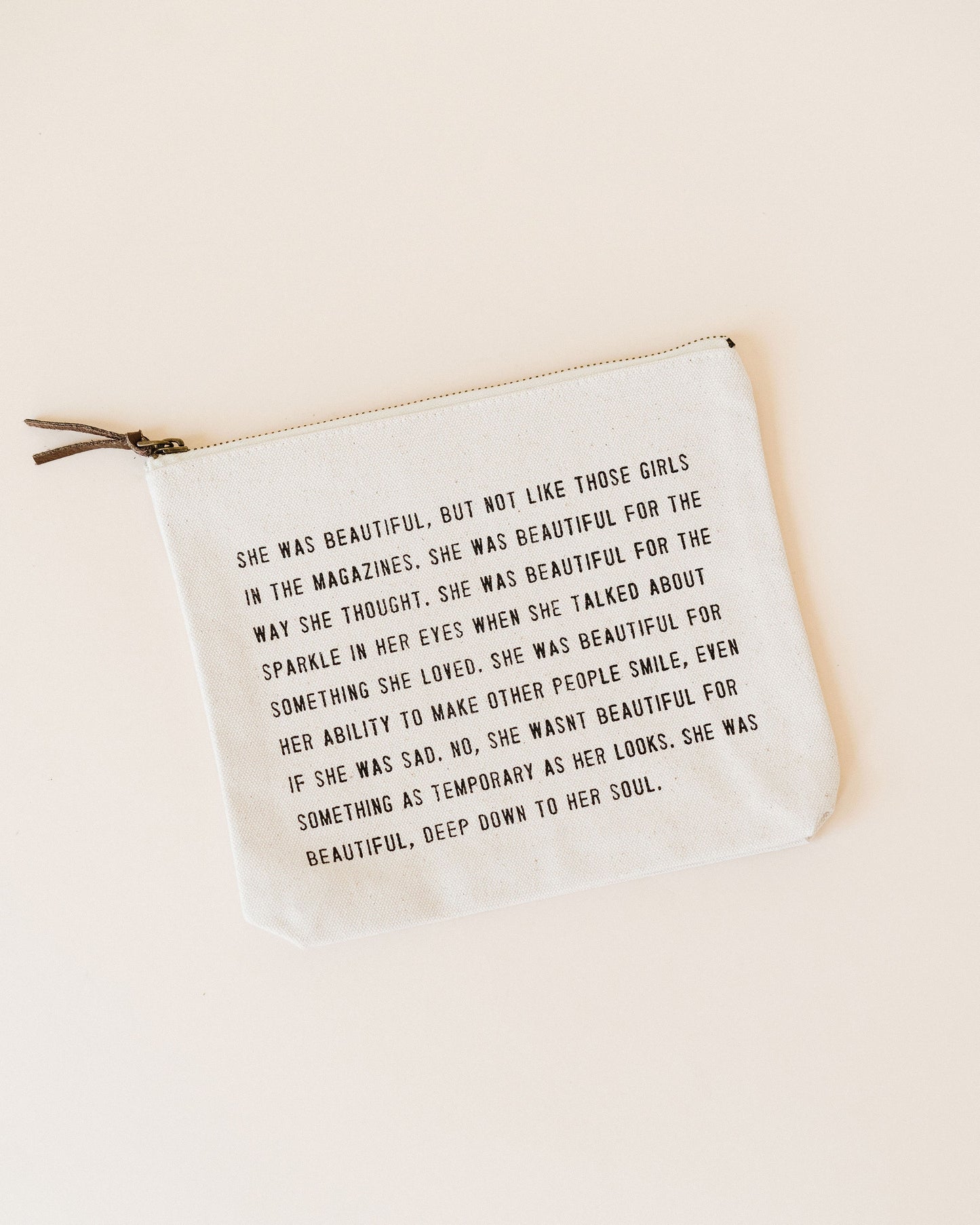She Was Beautiful Canvas Zip Bag