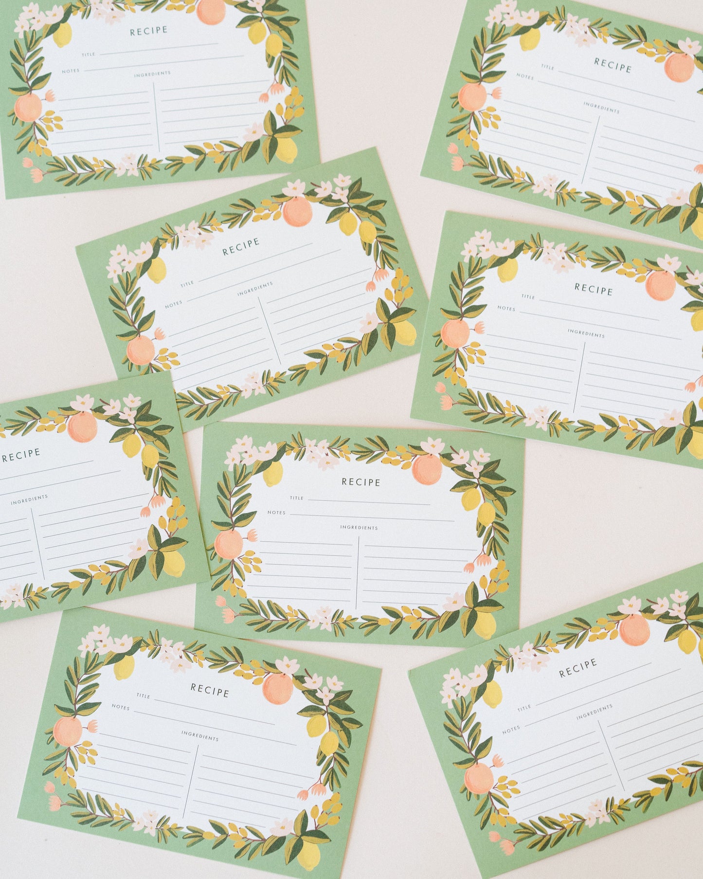 Citrus Floral Recipe Cards