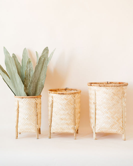 Woven Bamboo Basket Stands