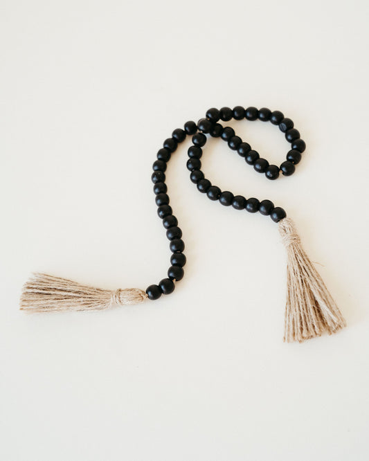 Black Wood Beads with Tassels