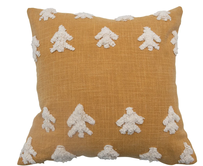Mustard/ Cream Tufted Square Pillow
