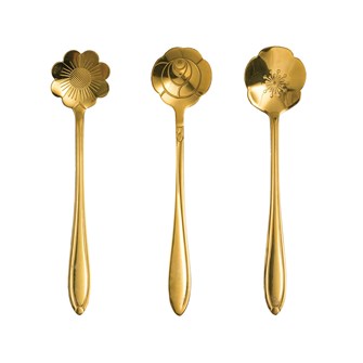 Gold Flower Spoons S/3