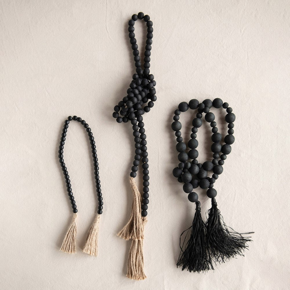 Black Wood Beads with Tassels