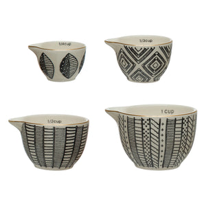 Black Patterned Stoneware Measuring Cups